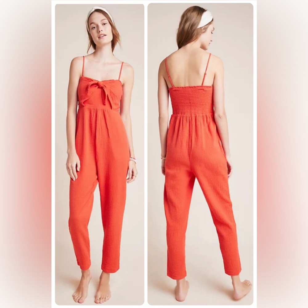 Anthropology Saturday Sunday Isabel tie front jump suit size XS